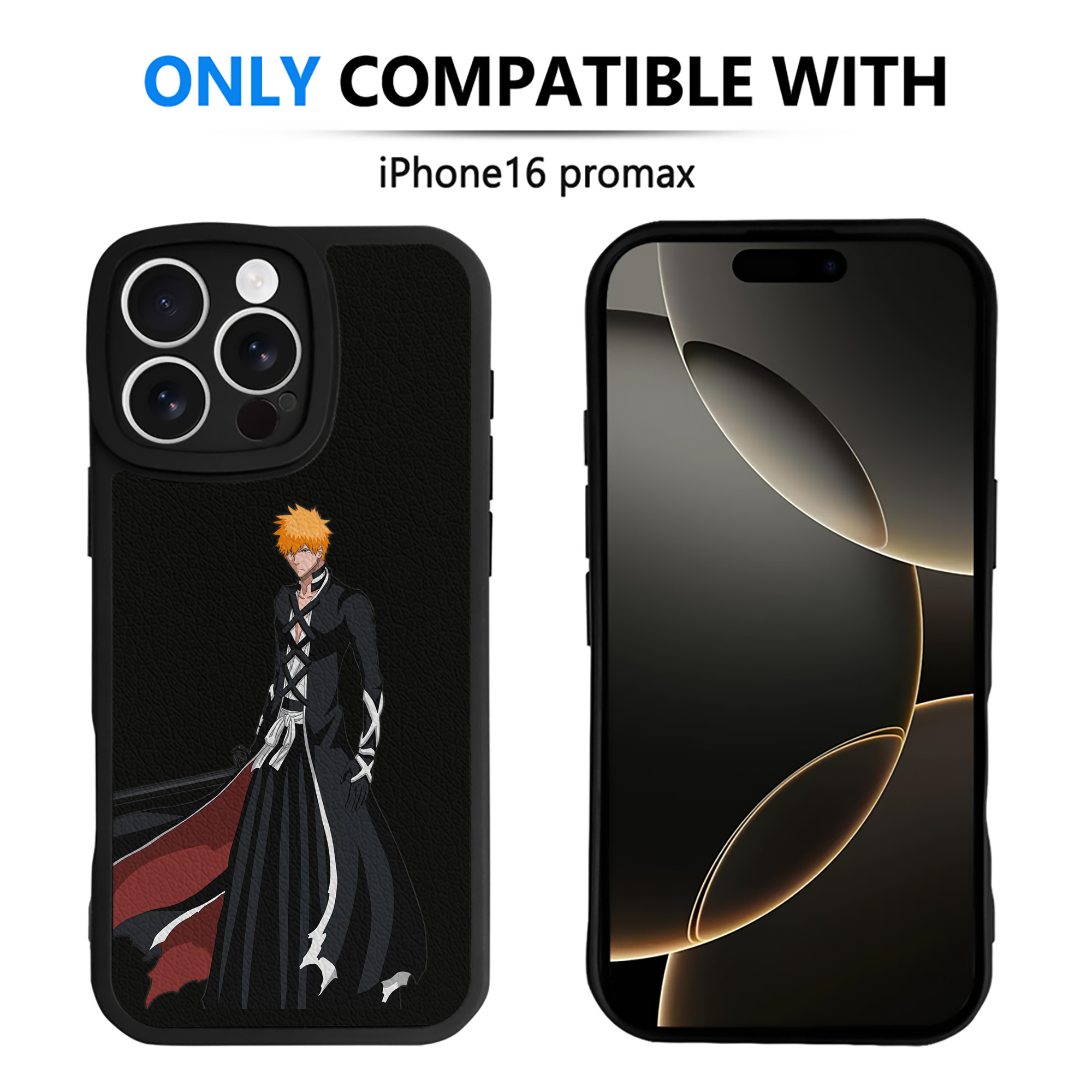 ブリーチ 黒崎一護（くろさき いちご）BLEACH Kurosaki Ichigo 【iPhone 16シリーズ対応】シリコンスマホケース（レザー調） 材質：シリコン